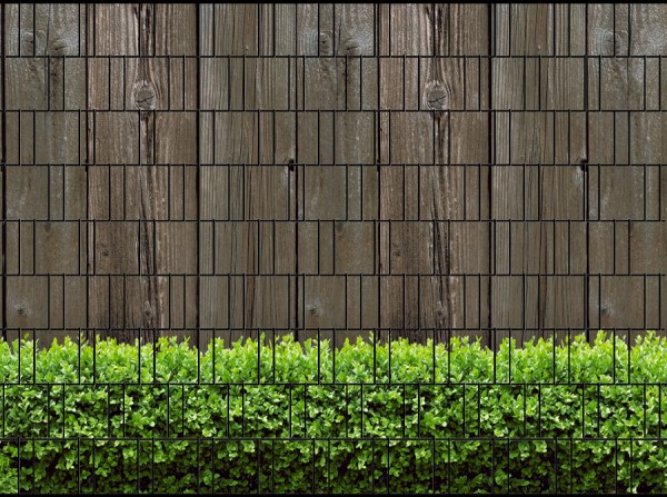 Sichtschutzstreifen Vlies bedruckt Wooden wall/Box hedge - Natur