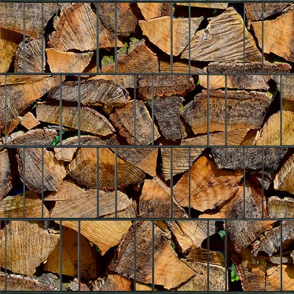 Sichtschutzstreifen Vlies bedruckt Firewood - Holzoptik